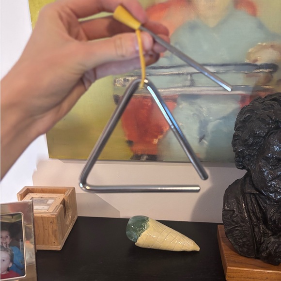 Silver Triangle Instrument with Yellow Striker - Picture 2 of 2